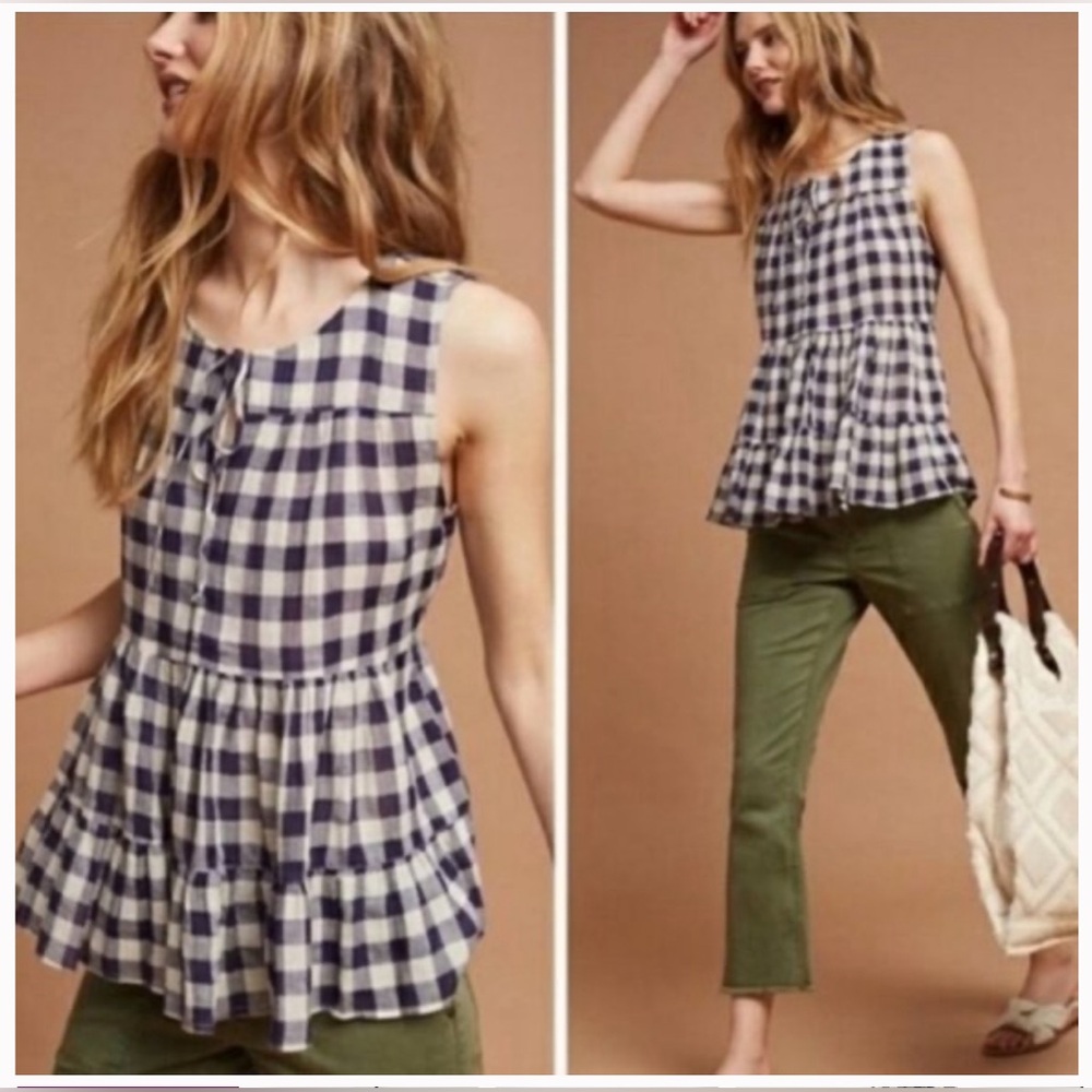 Anthropologie 11•1•Tylho navy peplum tank